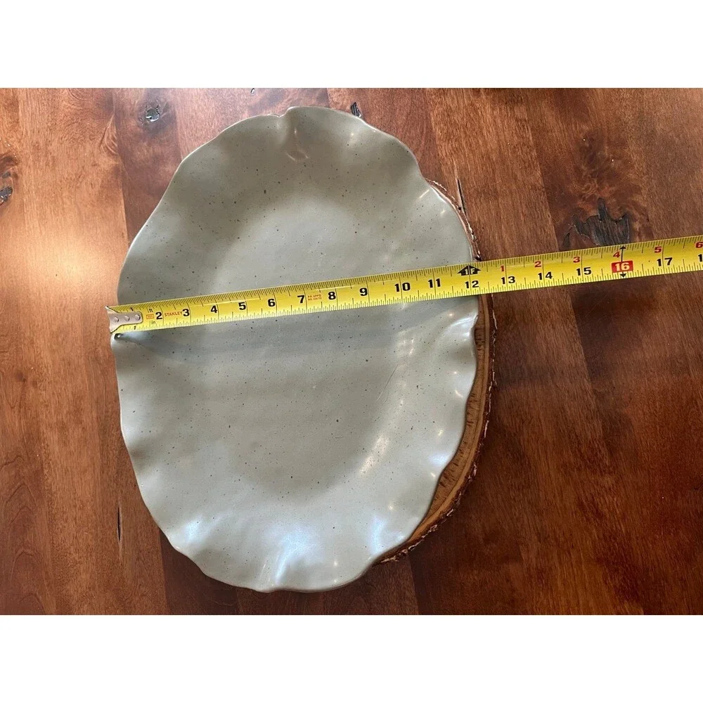 Fluttered Oval Serving Platter Sage Sublime NEW made in Portugal